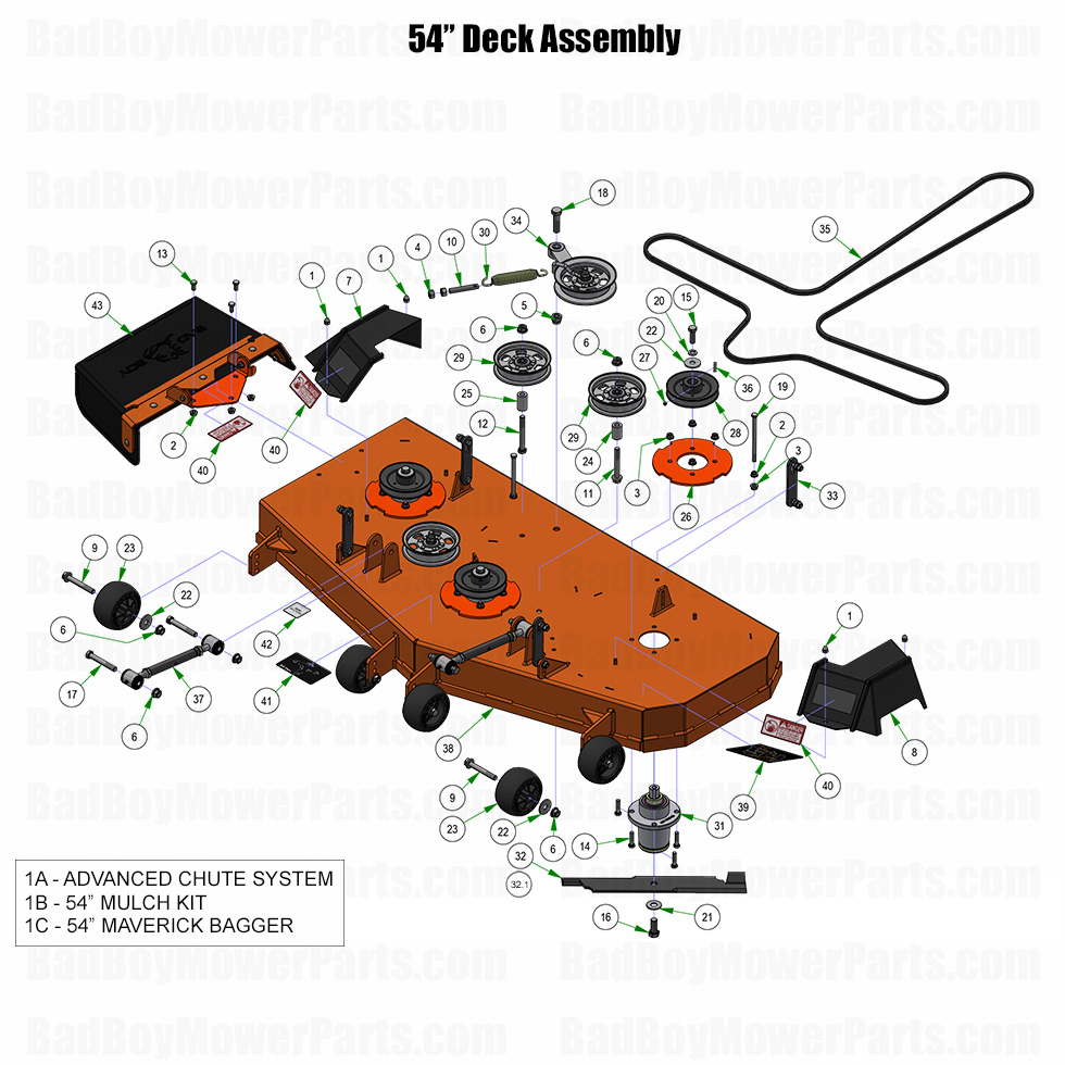 3722 - Bad Boy Mower Parts Lookup > 2025 > Maverick > 54\" Deck Assembly